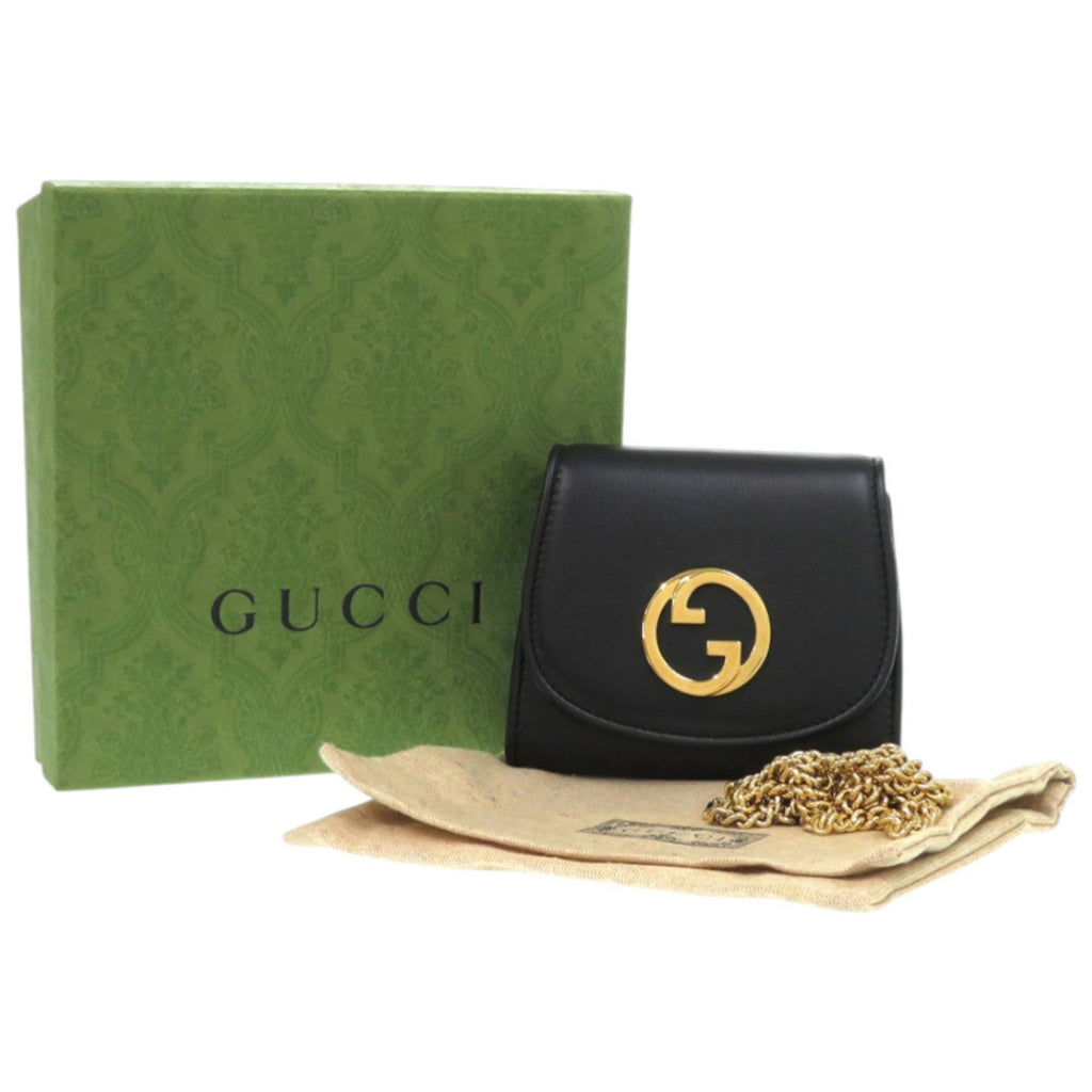 Gucci Black Leather Chain/Shoulder Wallet (Pre-Owned)