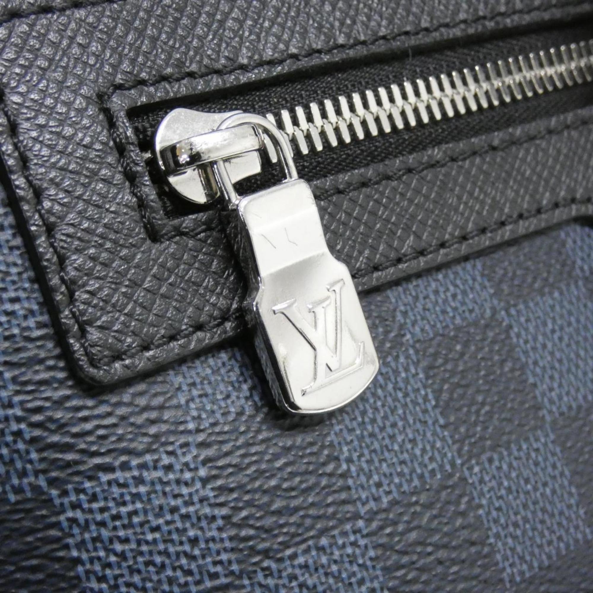 Louis Vuitton Black Cobalt Coated Canvas Leather Backpack