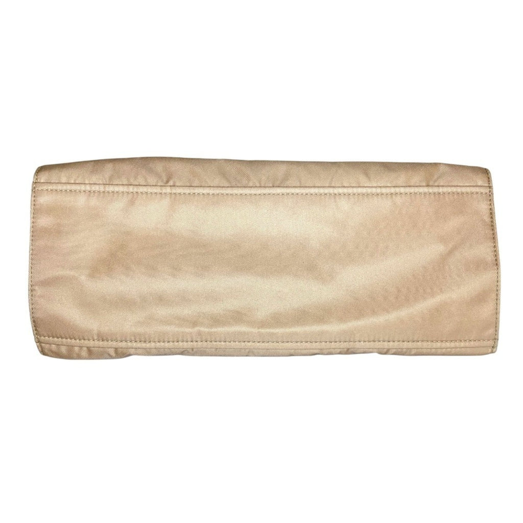 Prada Beige Leather Nylon Tote Bag