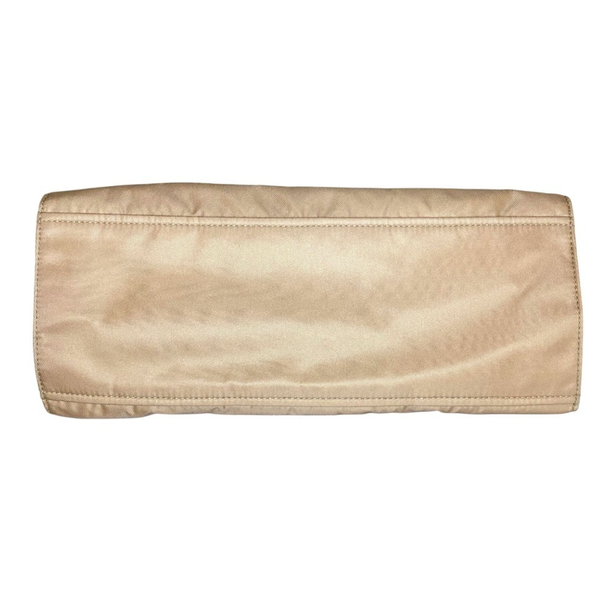 Prada Beige Leather Nylon Tote Bag