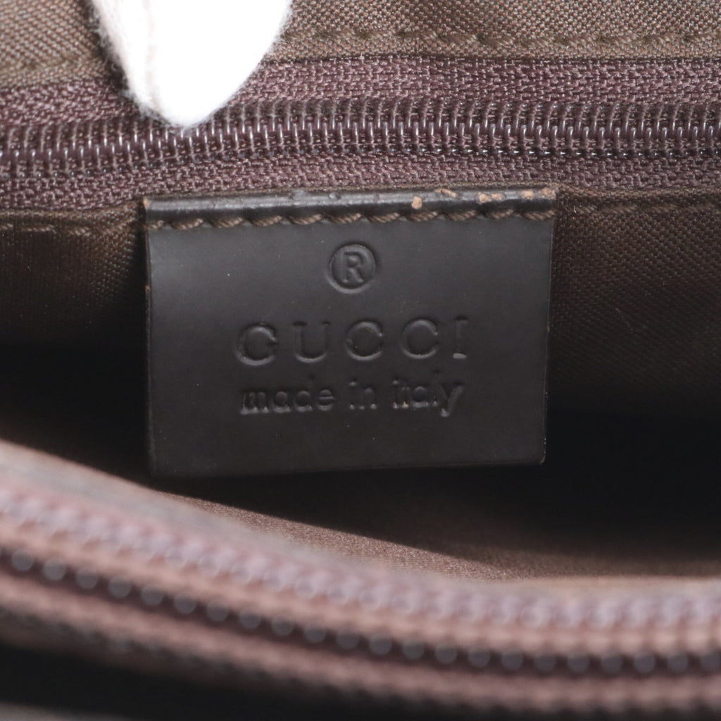 Gucci Bamboo Black Dark Brown Leather Nylon Handbag Shoulder Bag (Pre-Owned)