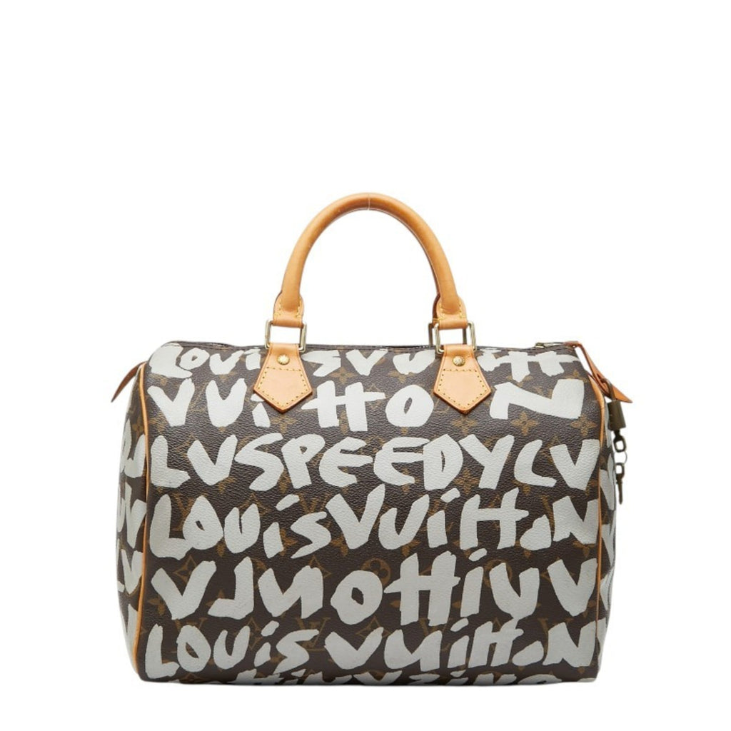 Louis Vuitton Brown White Pvc Leather Boston Bag Handbag