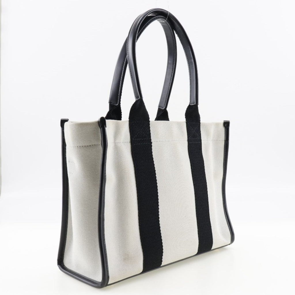 Balenciaga Black White Canvas Pouch Tote
