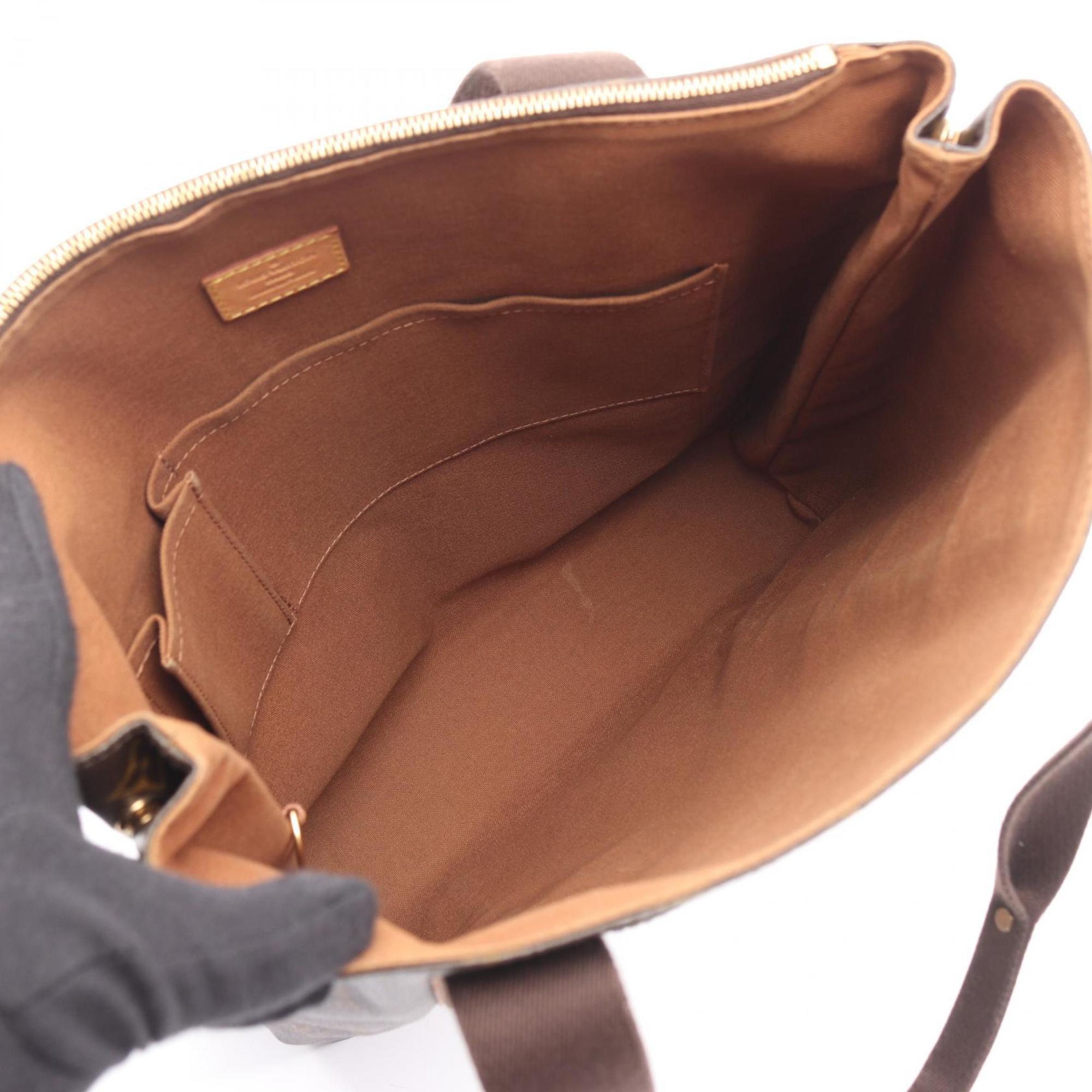 Louis Vuitton Brown Coated Canvas Leather Tote Bag