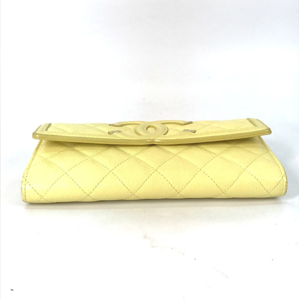 Chanel Yellow Leather Long Wallet (Bi-Fold)