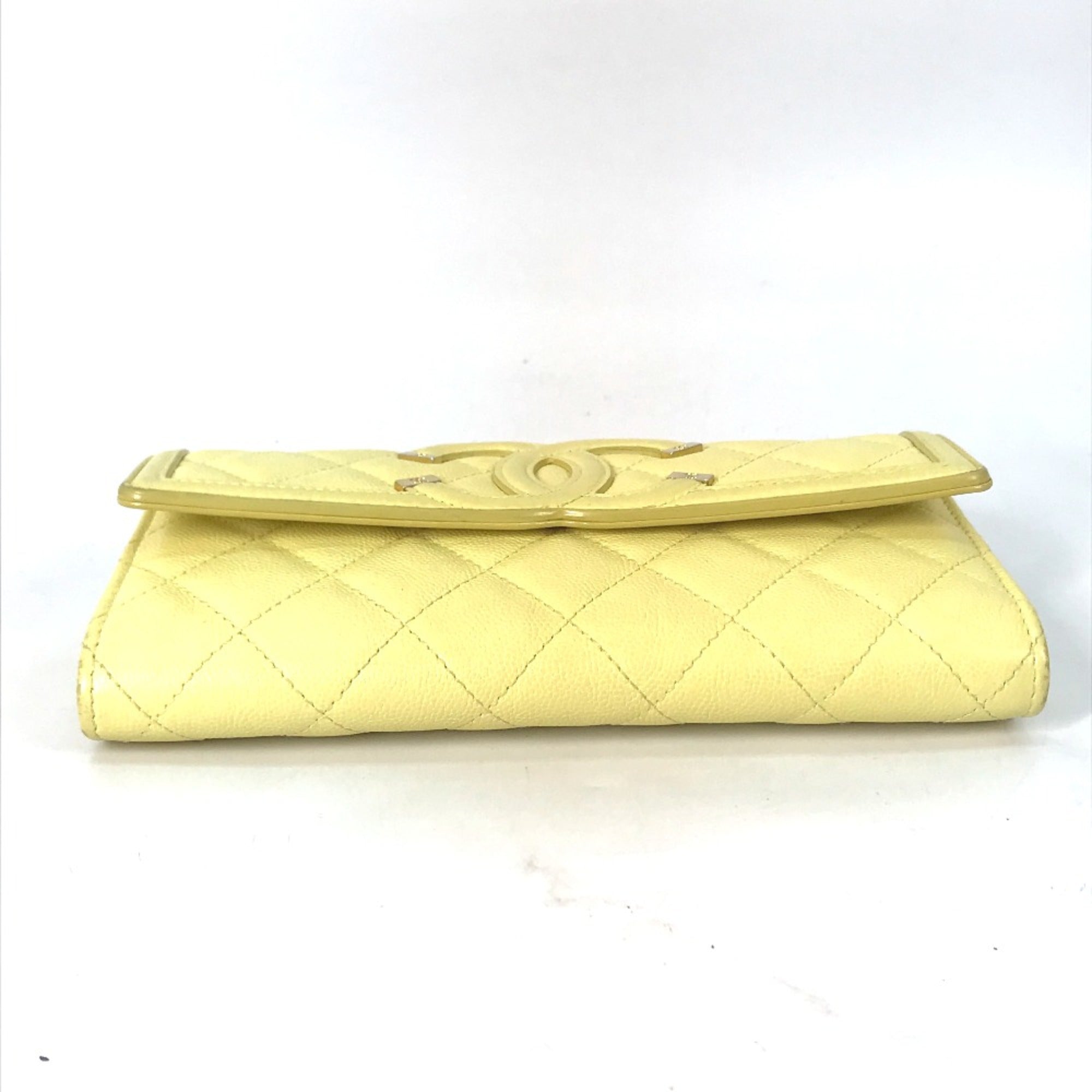 Chanel Yellow Leather Long Wallet (Bi-Fold)