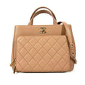 Chanel Beige Grained Calfskin Shoulder Bag Tote Bag