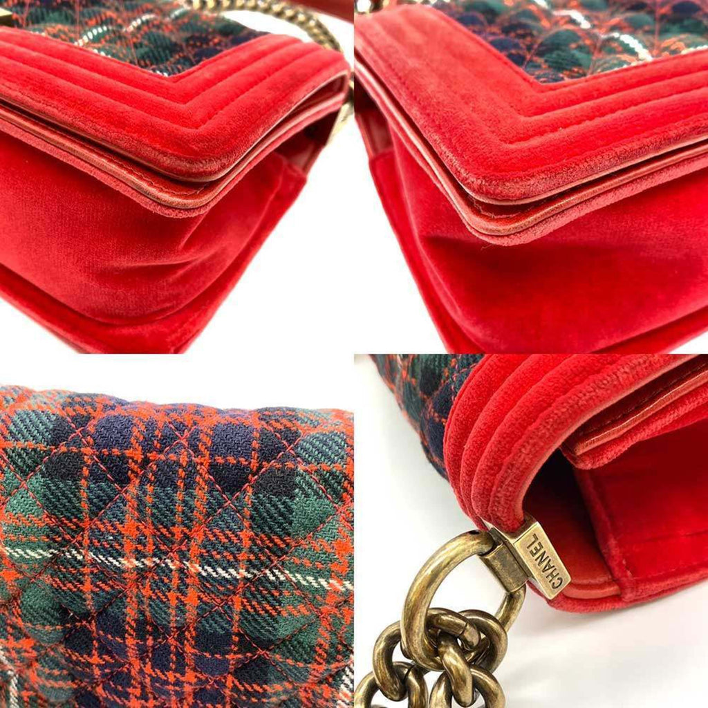 Chanel Green Red Color Canvas Shoulder Bag