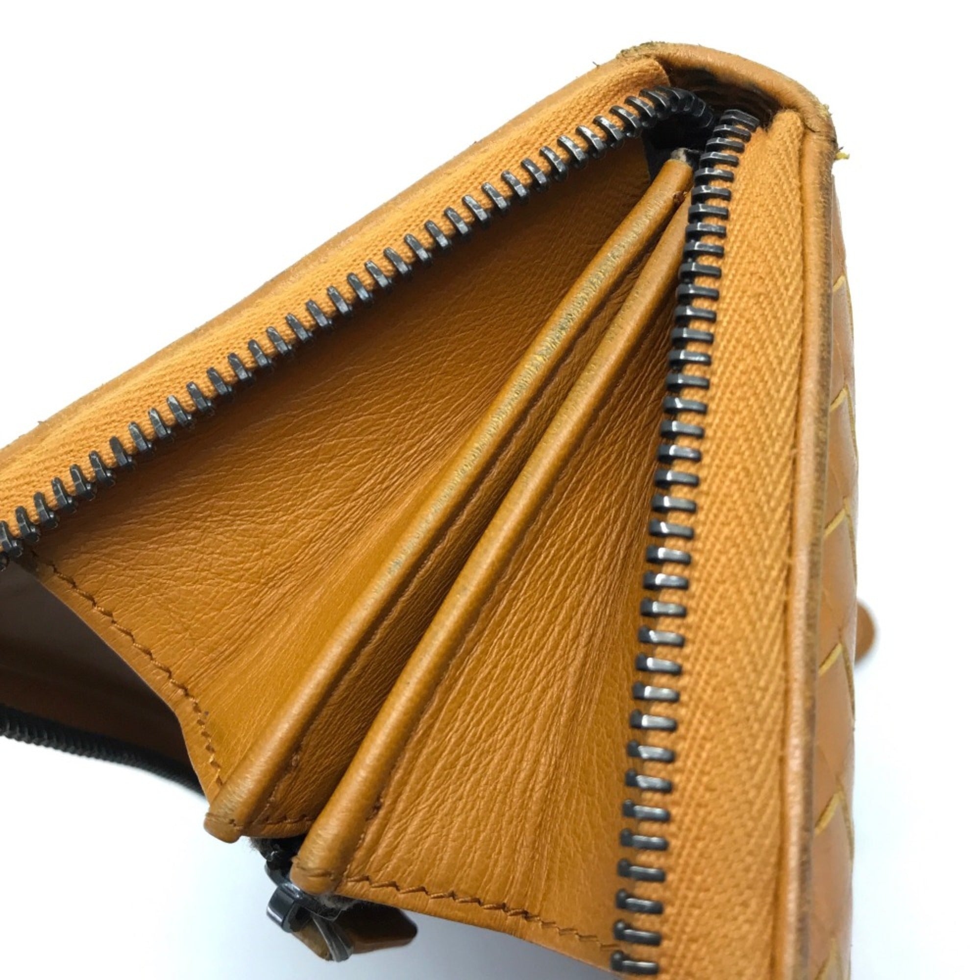 Bottega Veneta Orange Leather Long Wallet (Bi-Fold)