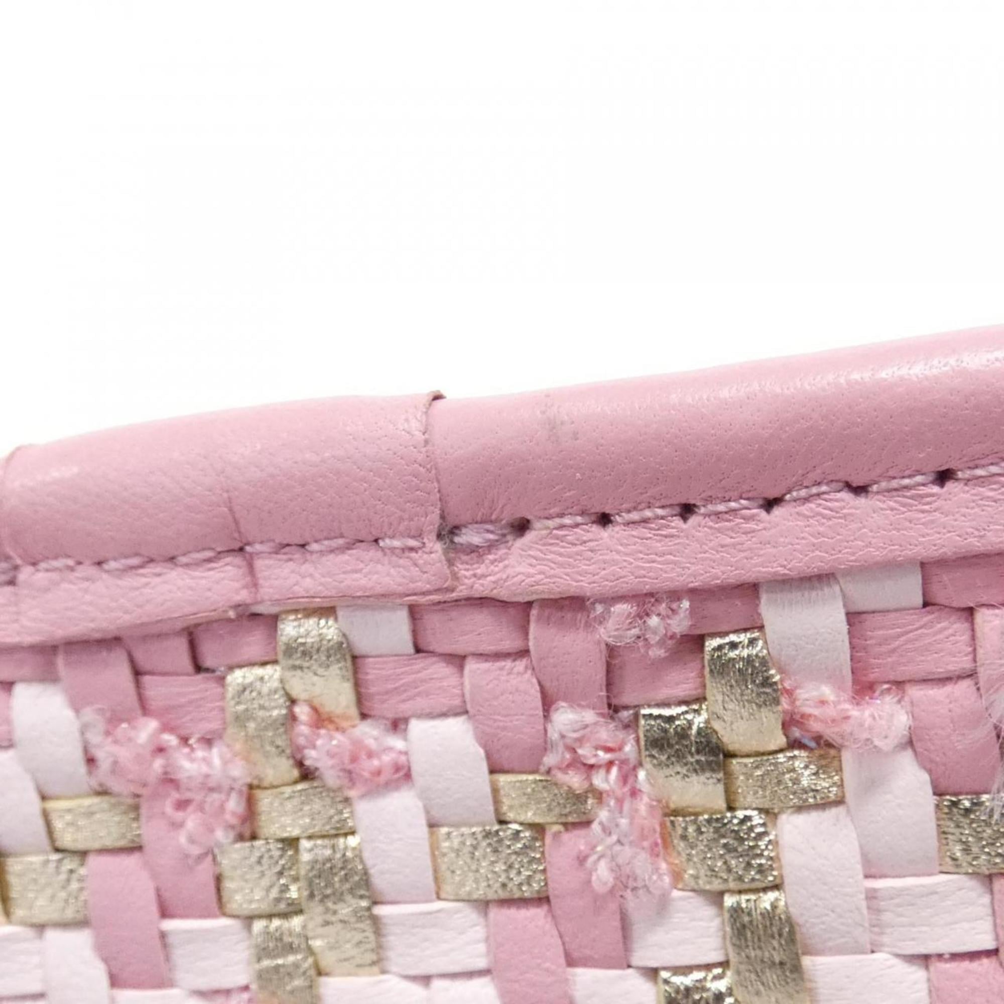 Chanel Gold Pink Viscose Leather Shoulder Bag