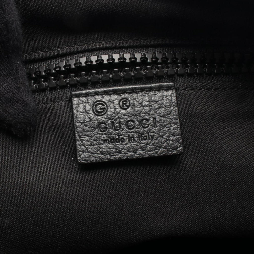 Gucci Black Leather Nylon Canvas Handbag Shoulder Bag (Pre-Owned)