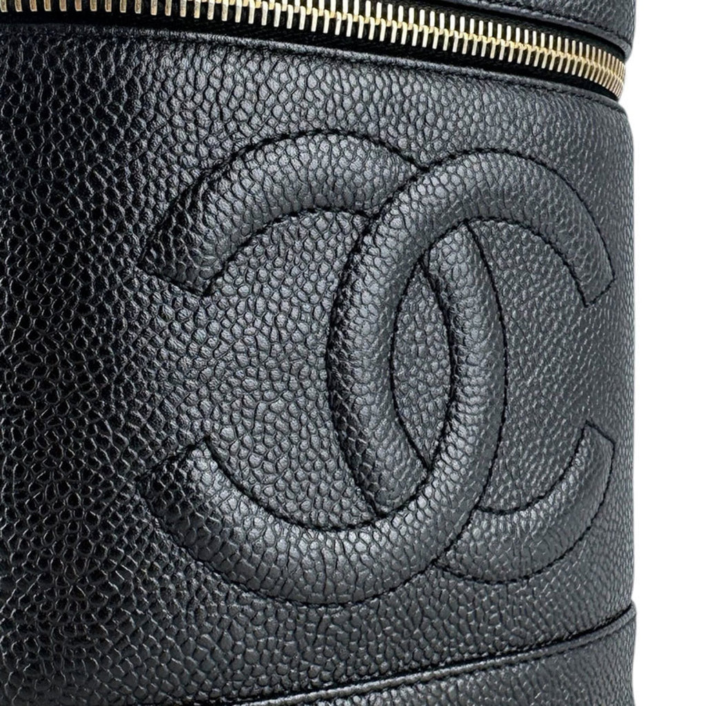 Chanel Black Grained Calfskin Handbag Vanity Bag