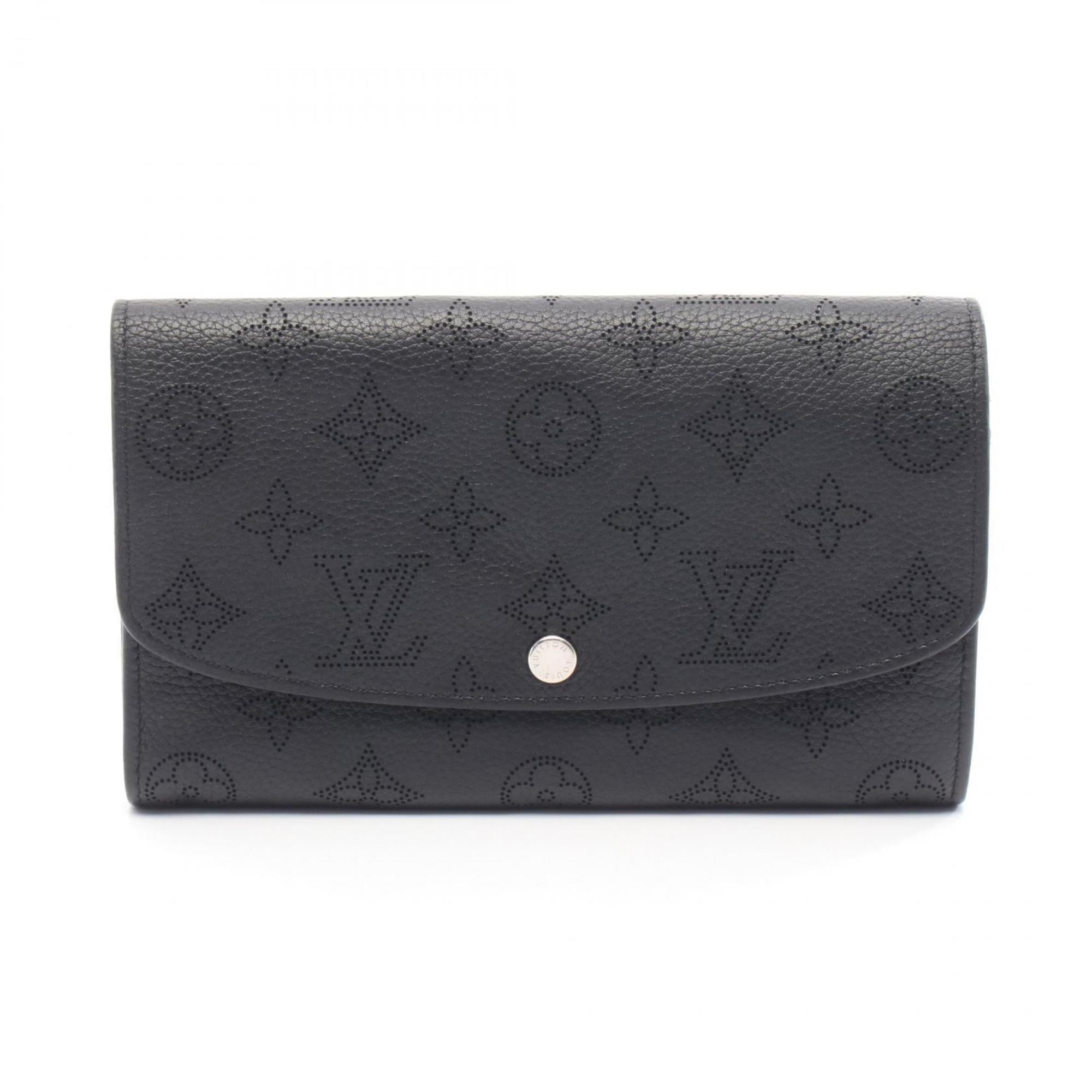 Louis Vuitton Black Noir Mahina Leather Leather Long Wallet