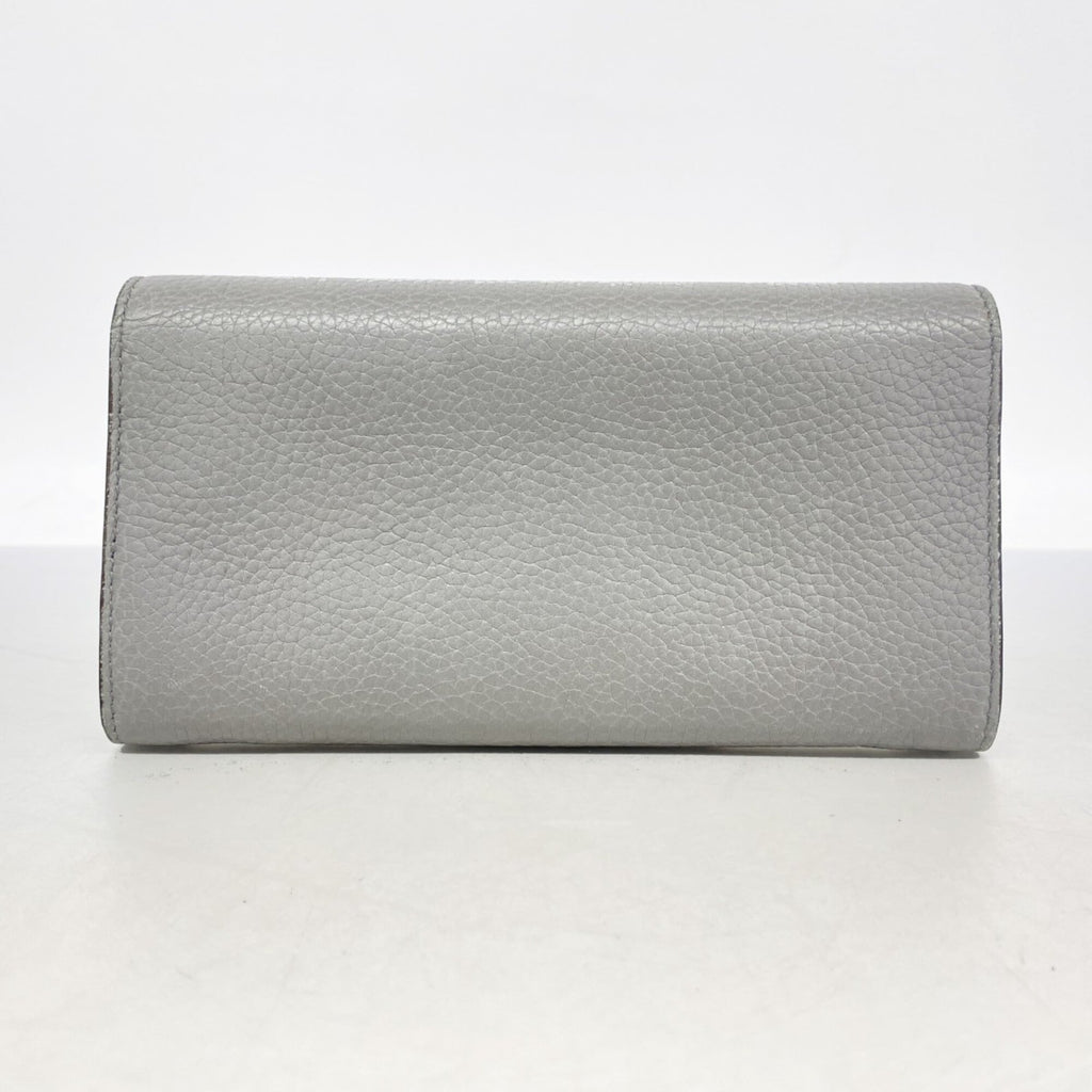 Gucci Gray Leather Long Wallet (Bi-Fold) (Pre-Owned)