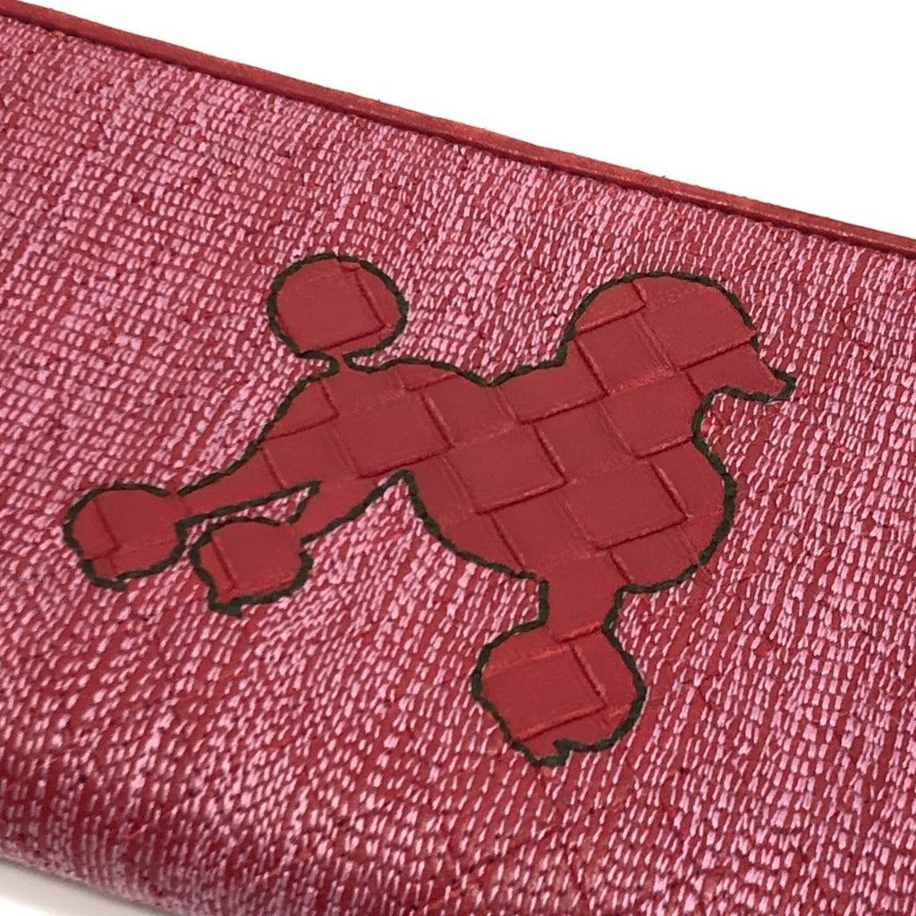 Bottega Veneta Intrecciato Red Color Leather Canvas Long Wallet (Bi-Fold)