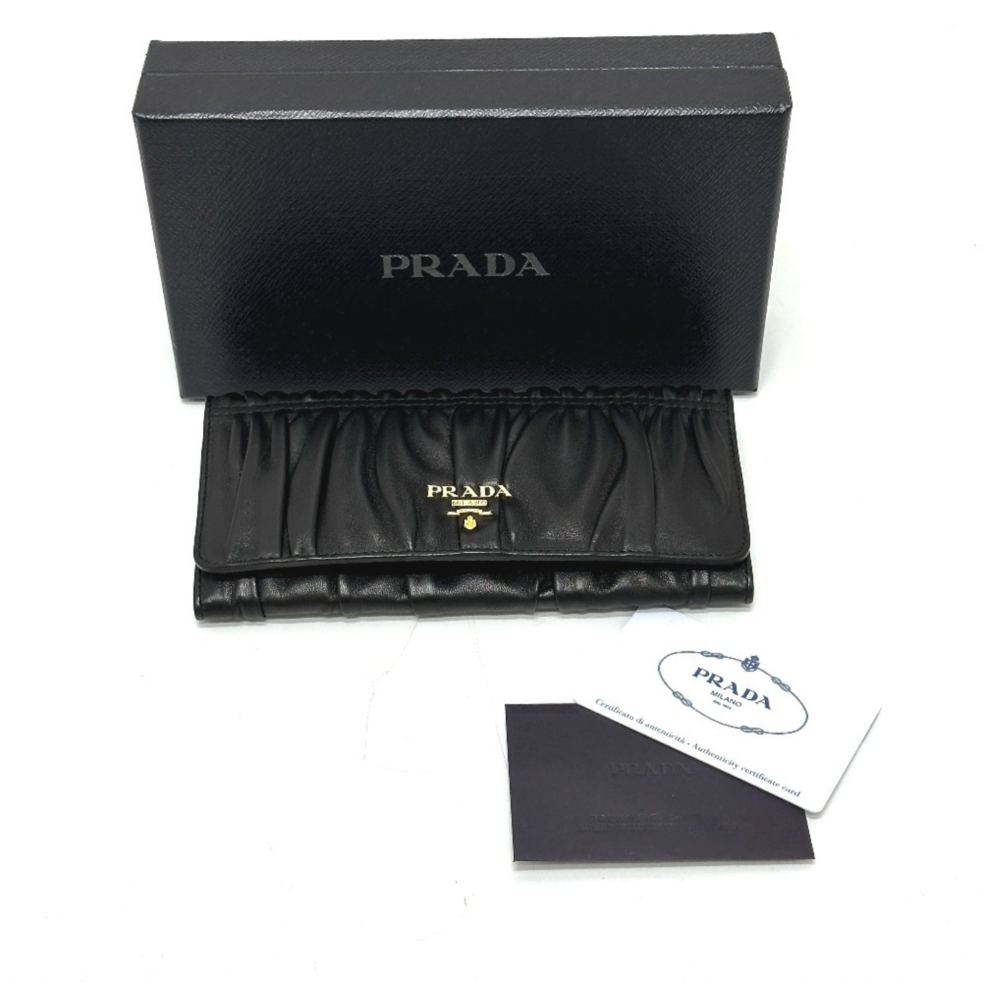 Prada Black Leather Long Wallet (Bi-Fold)