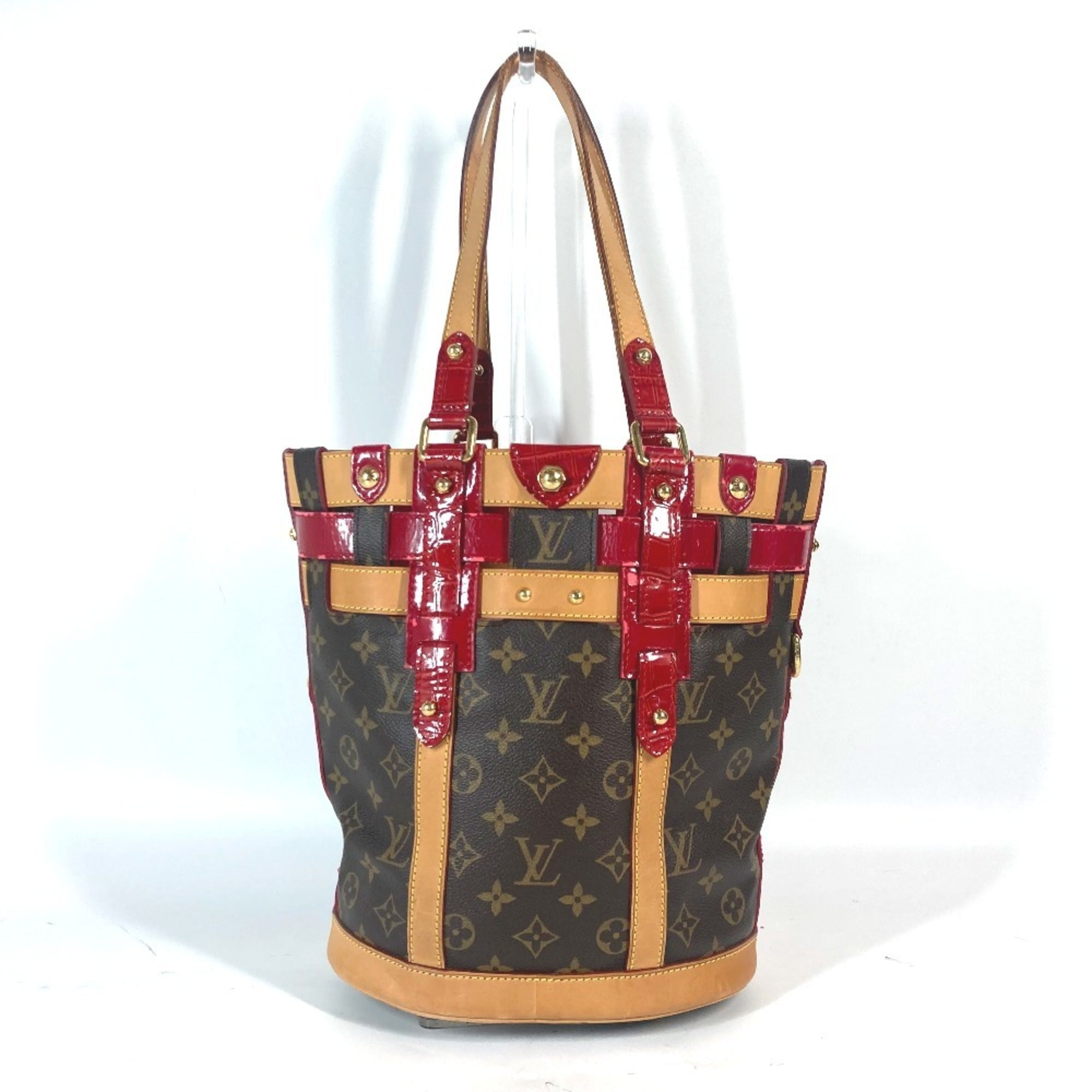 Louis Vuitton Brown Red Color Monogram Shoulder Bag Tote Bag