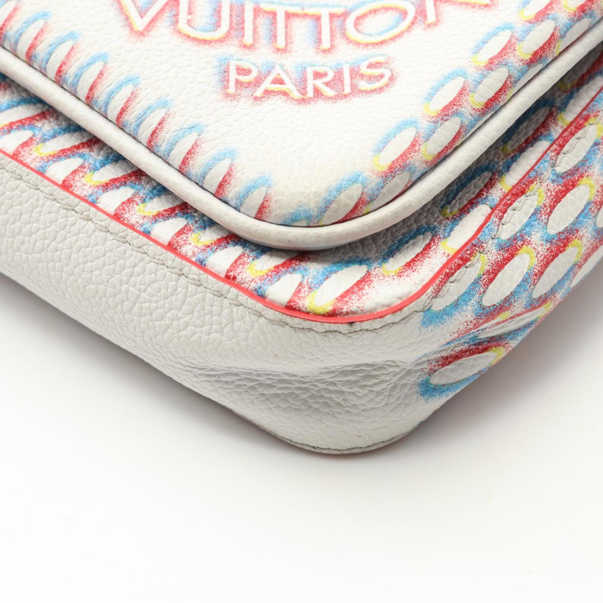 Louis Vuitton Multi-Color White Leather Shoulder Bag
