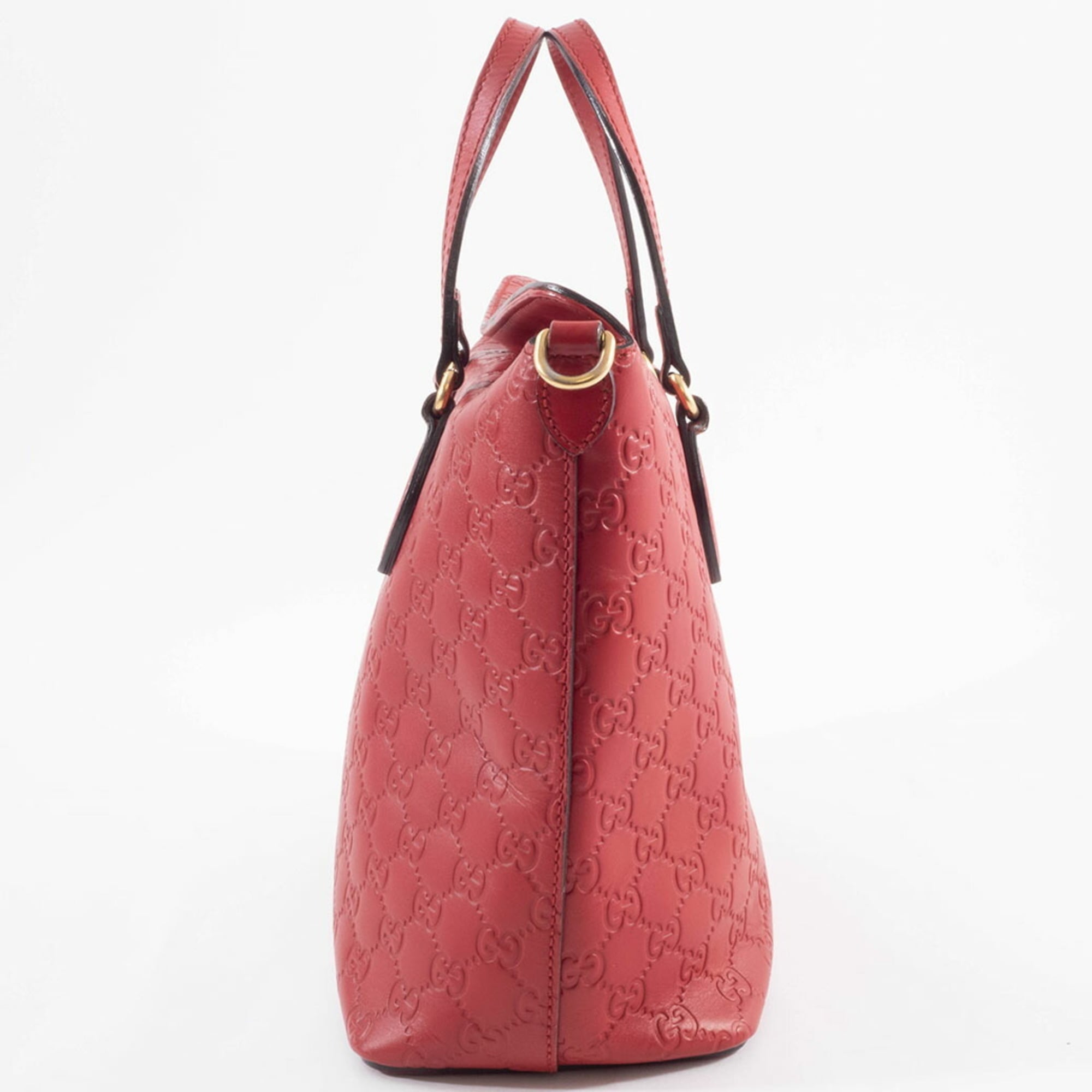 Gucci Red Color Leather Tote Bag (Pre-Owned)