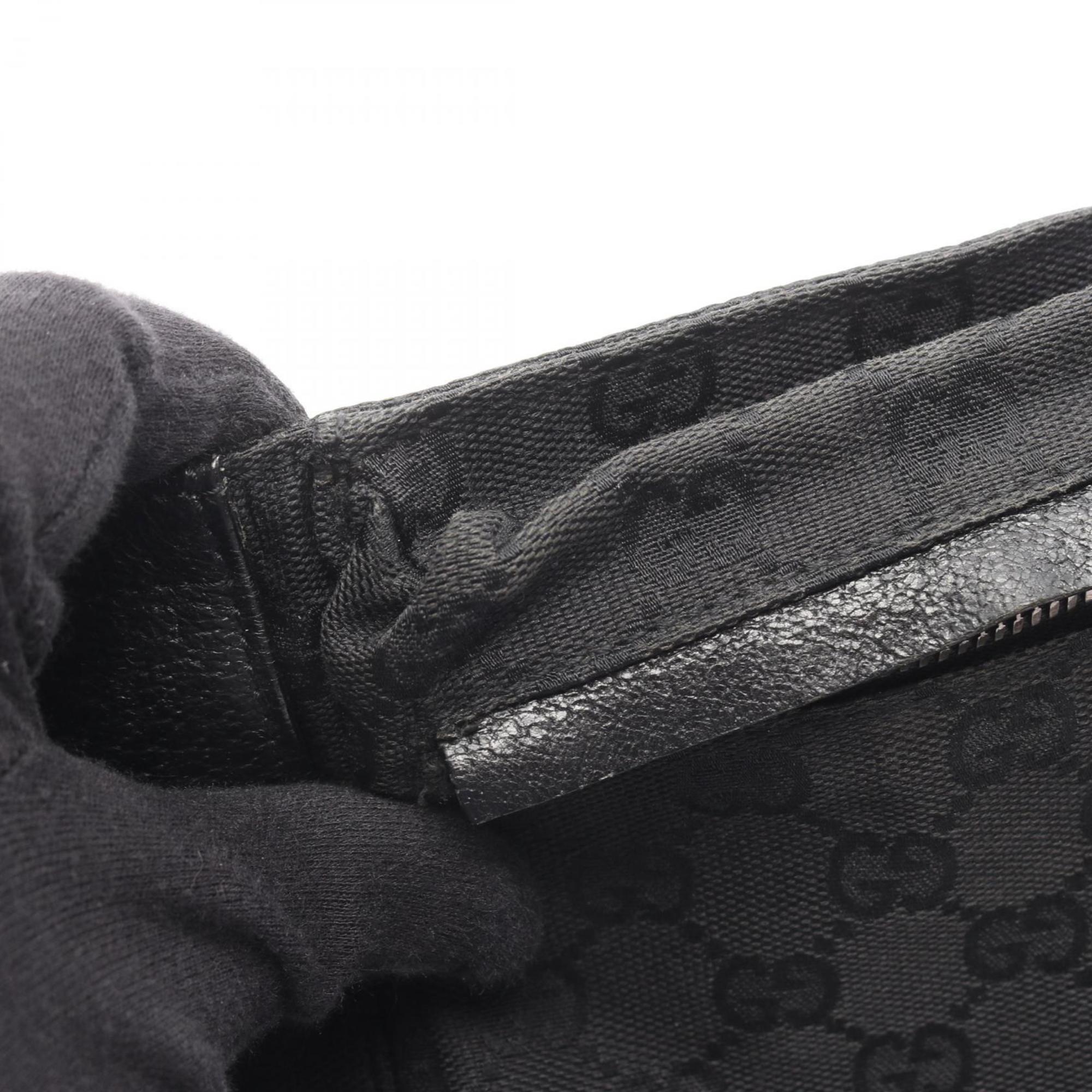 Gucci Black Gg Canvas Leather Fanny Pack Sling Bag (Pre-Owned)