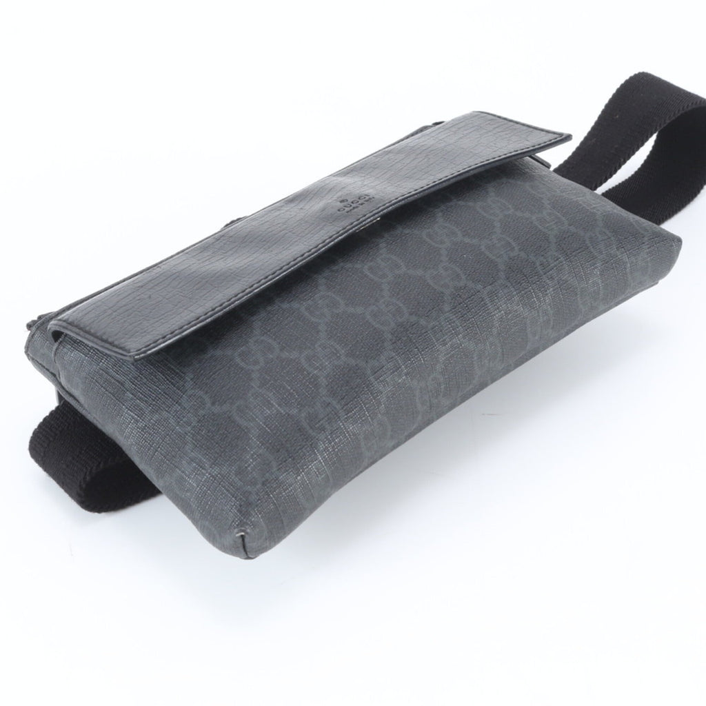 Gucci Black Leather Coated Canvas Fanny Pack Pouch Sling Bag (Pre-Owned)