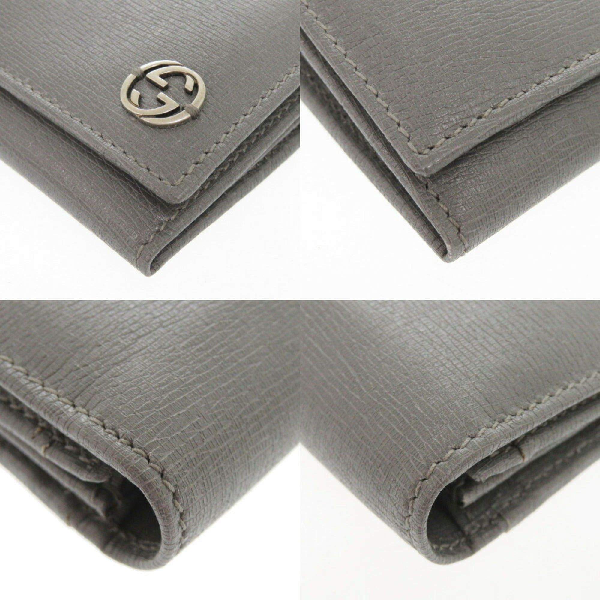 Gucci Gray Leather Long Wallet (Bi-Fold) (Pre-Owned)