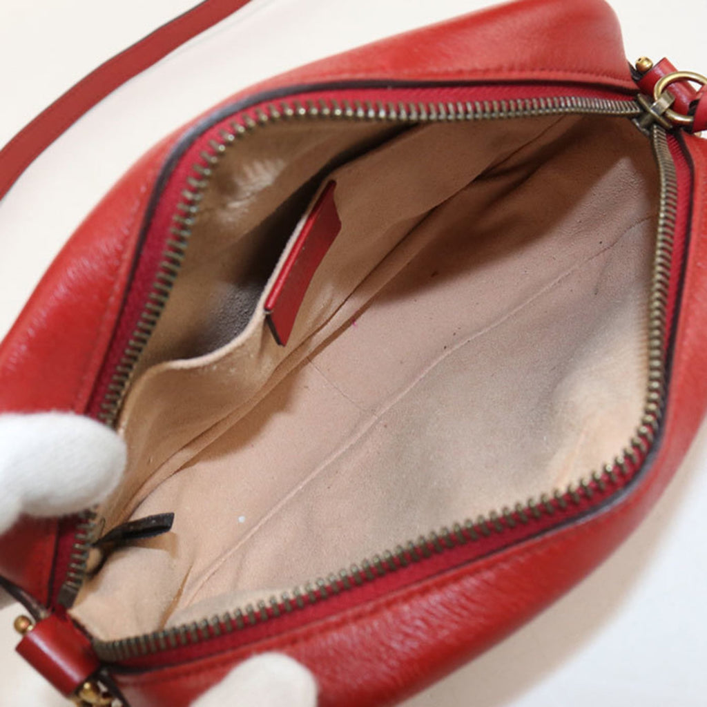 Gucci Red Color Leather Shoulder Bag (Pre-Owned)
