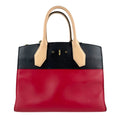 Louis Vuitton Beige Black Red Color Leather Handbag Shoulder Bag