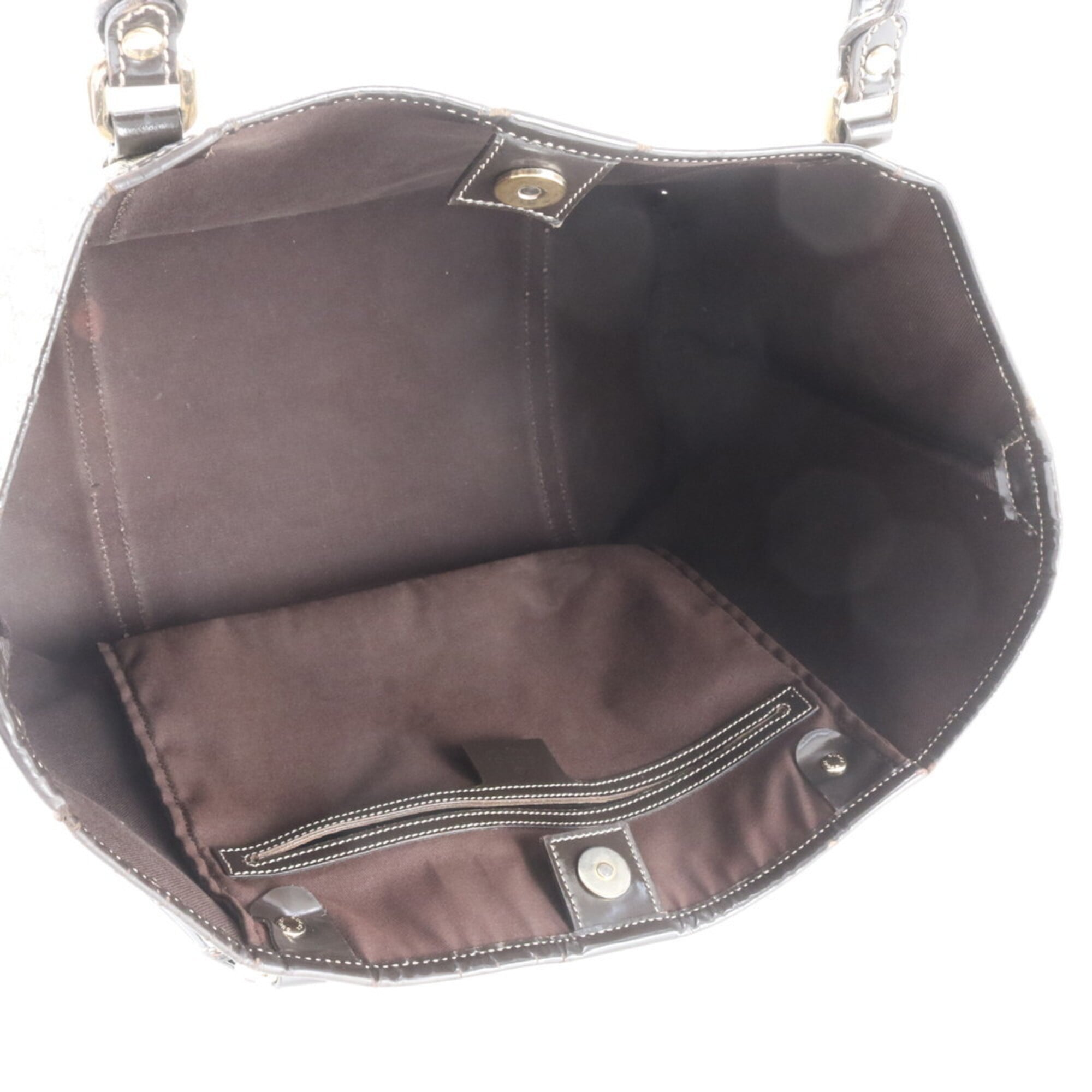 Gucci Beige Brown Leather Coated Canvas Handbag Shoulder Bag Tote Bag (Pre-Owned)
