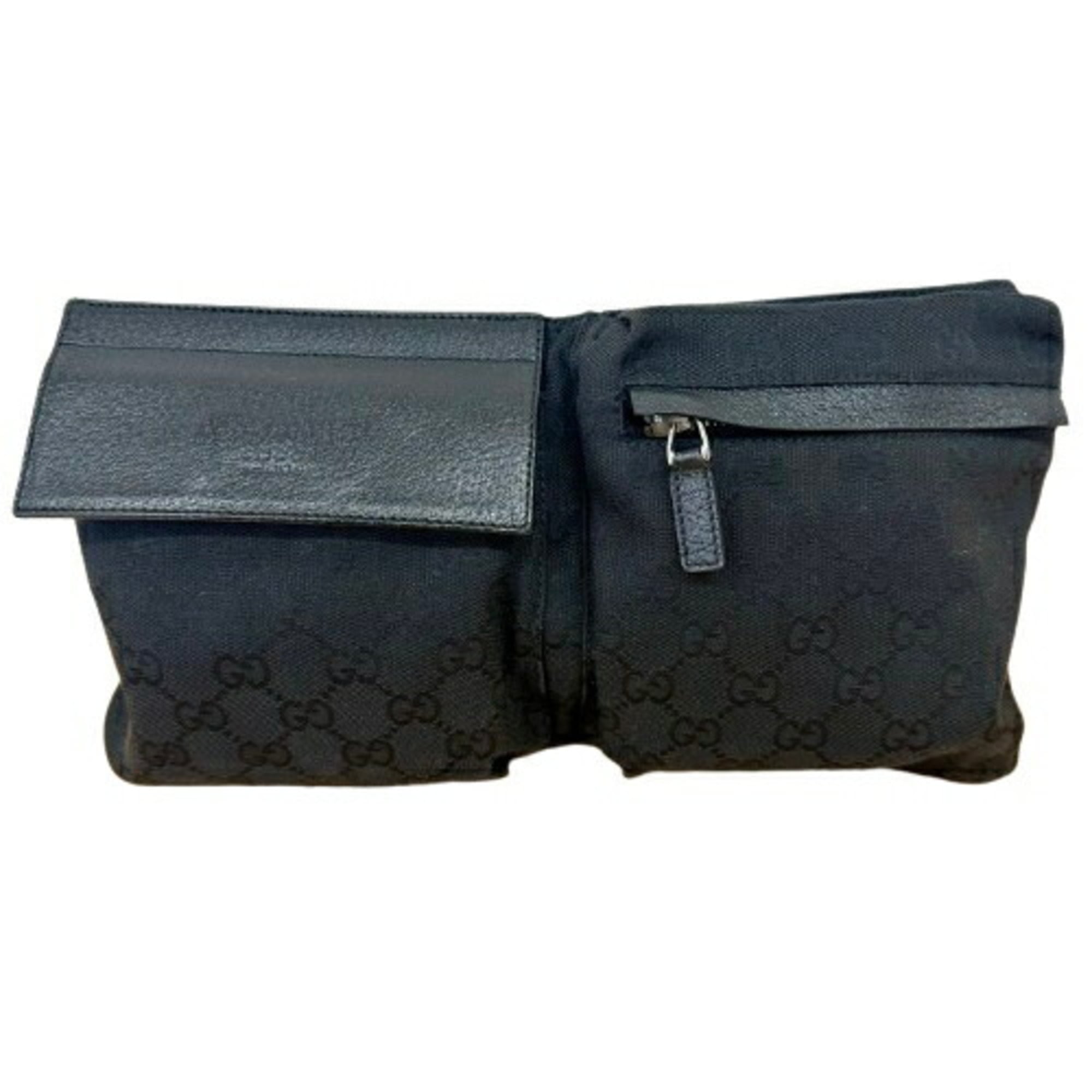 Gucci Black Canvas Shoulder Bag Sling Bag (Pre-Owned)