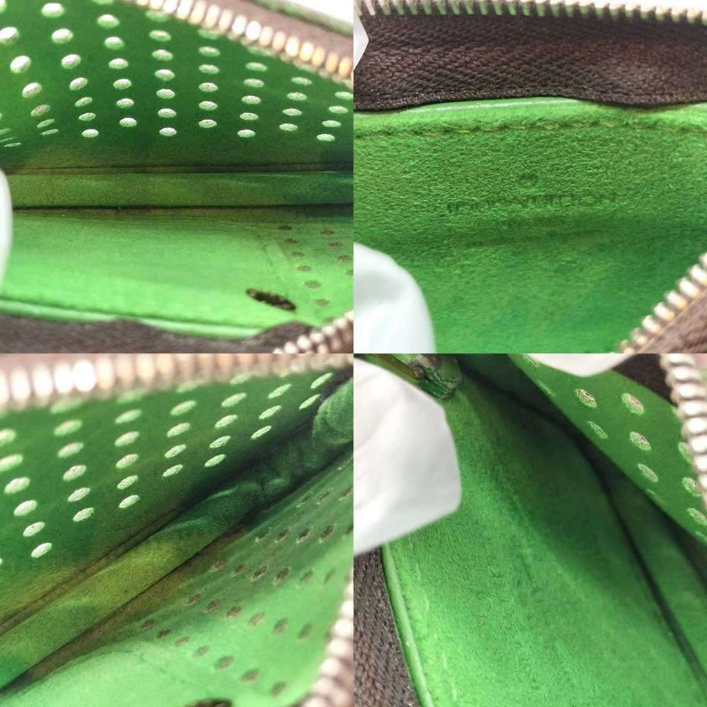 Louis Vuitton Brown Green Vert Monogram Perforated Coin Purse/Coin Case
