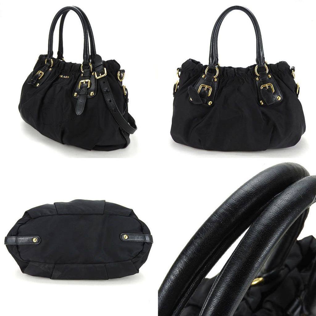 Prada Black Nylon Leather Handbag