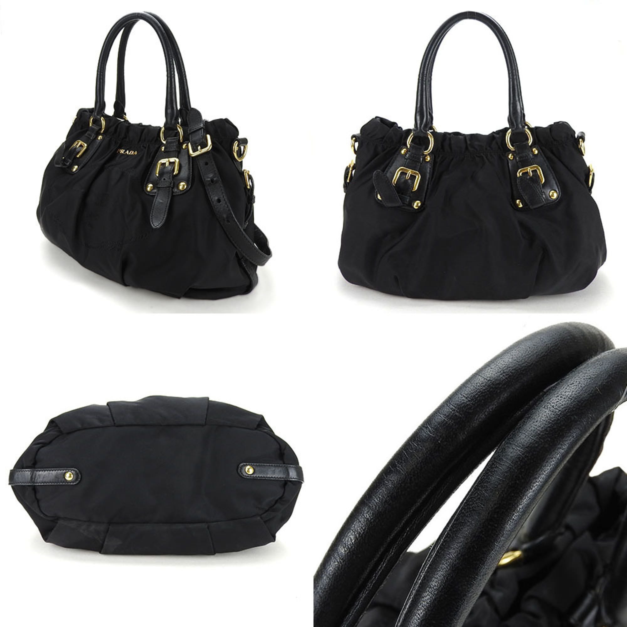 Prada Black Nylon Leather Handbag