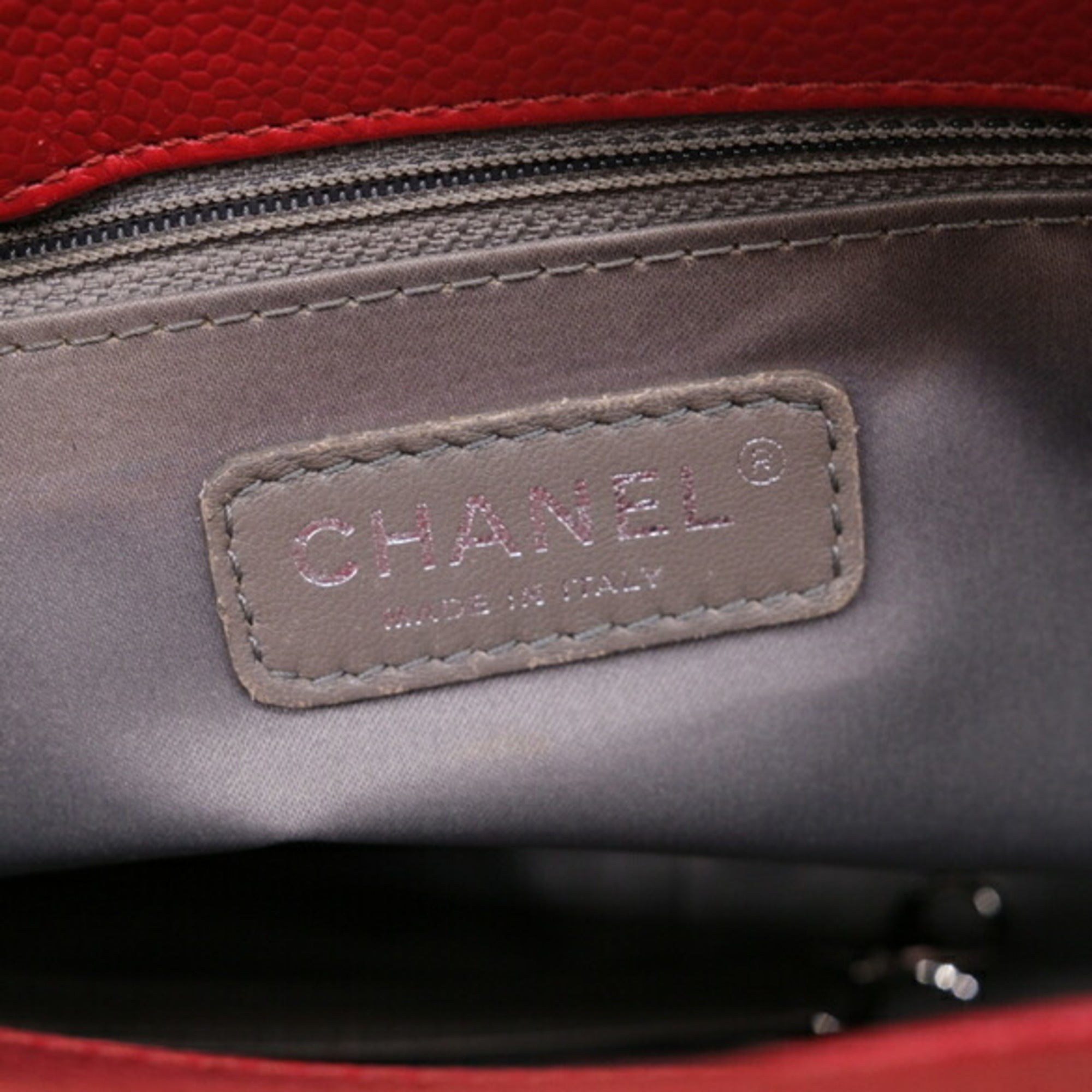 Chanel Red Color Caviar Leather Tote Bag