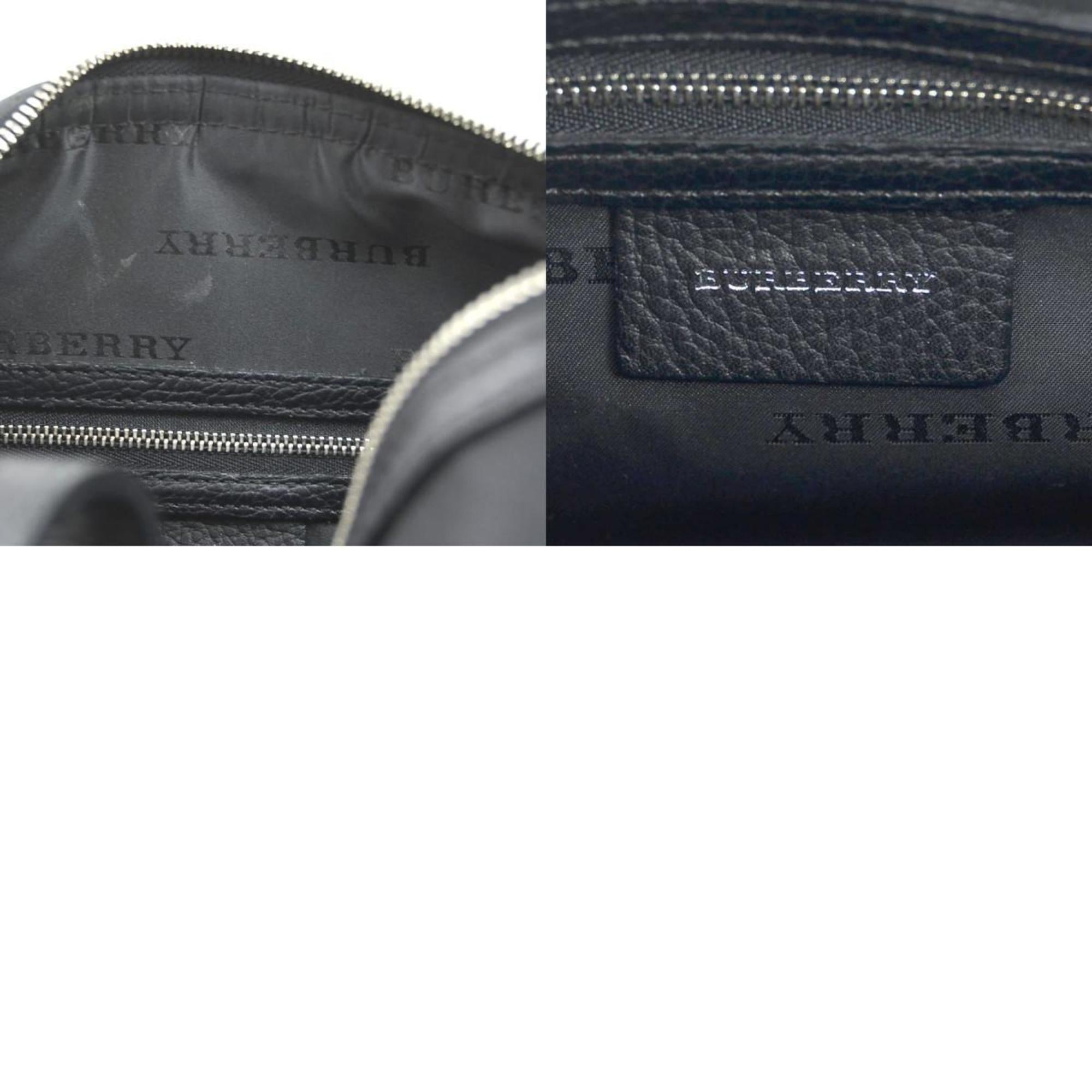 Burberry Beige Black Nylon Canvas Leather Handbag