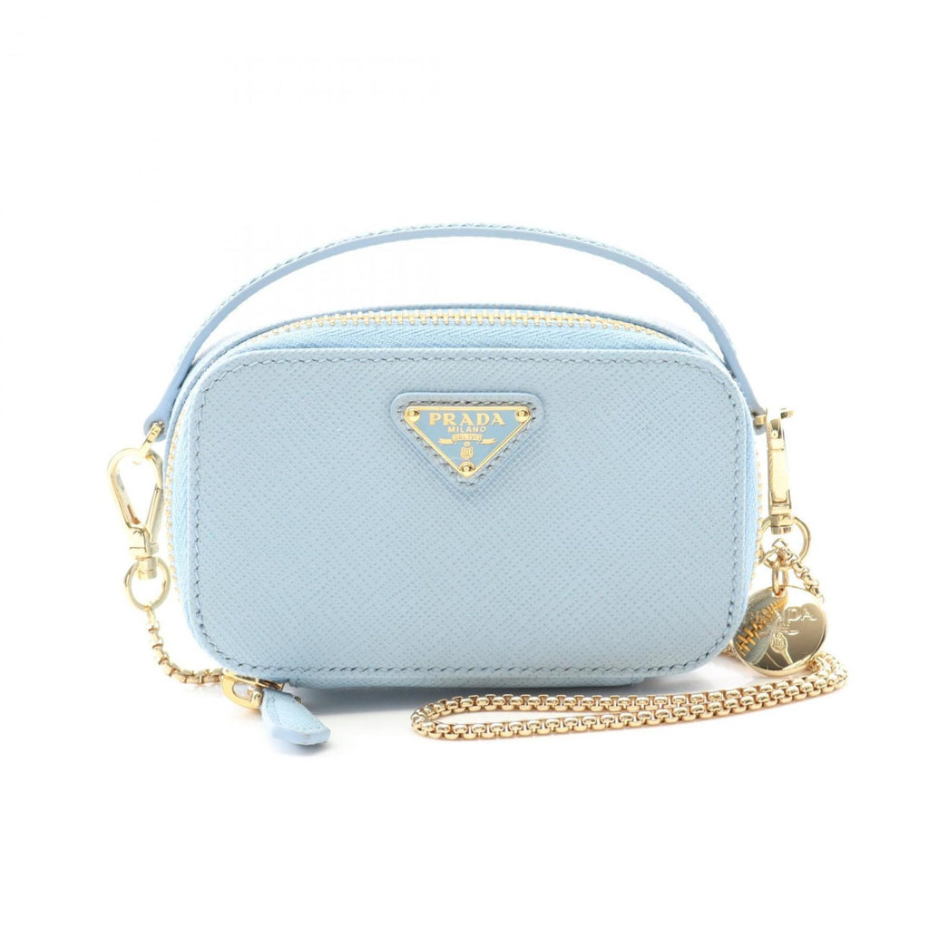 Prada Blue Light Blue Leather Pouch Shoulder Bag