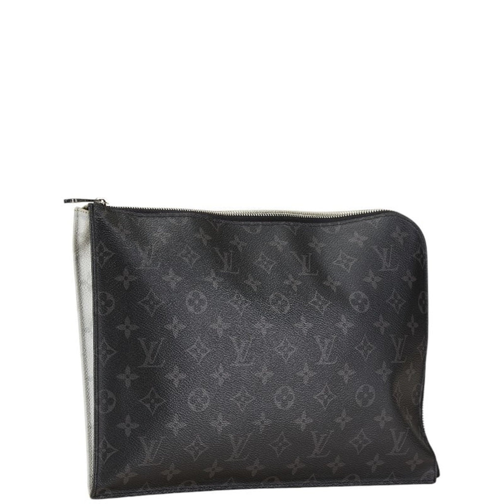 Louis Vuitton Monogram Eclipse Black Monogram Eclipse White Pvc Leather Clutch Bag Pochette