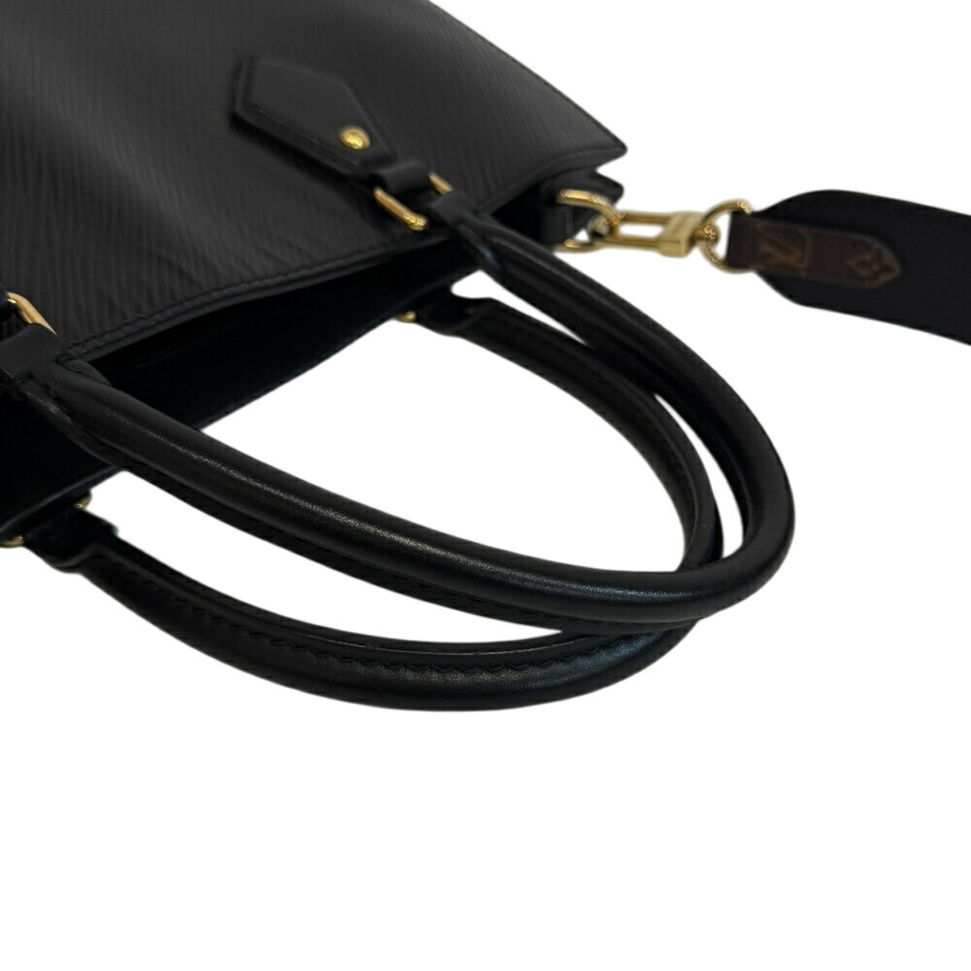 Louis Vuitton Black Leather Handbag Tote Bag