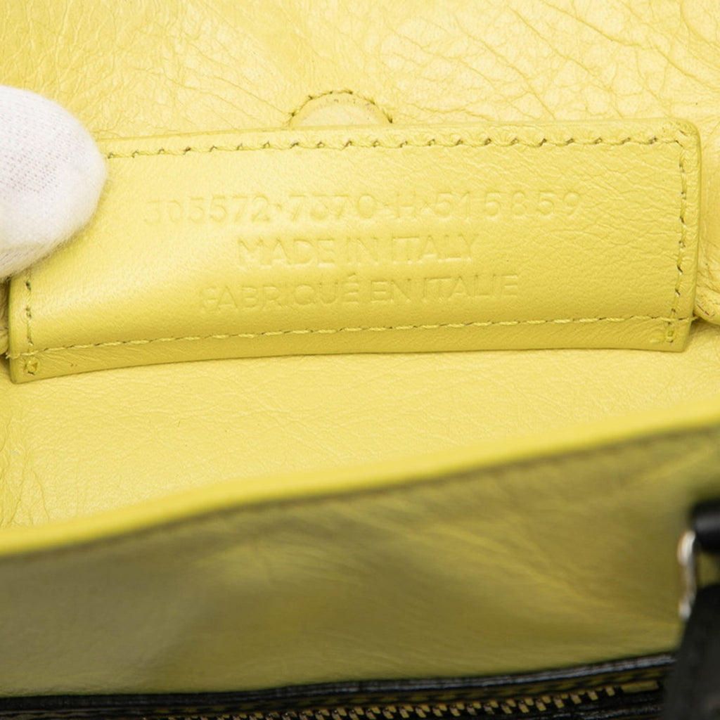 Balenciaga Black Yellow Leather Handbag Shoulder