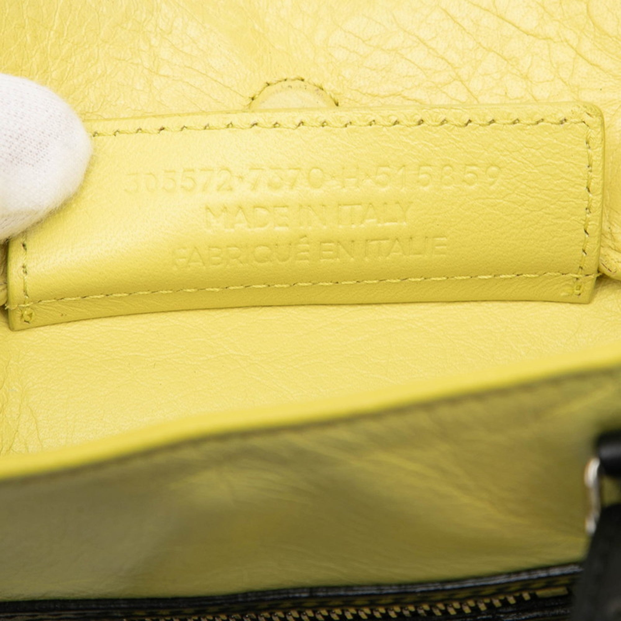 Balenciaga Black Yellow Leather Handbag Shoulder