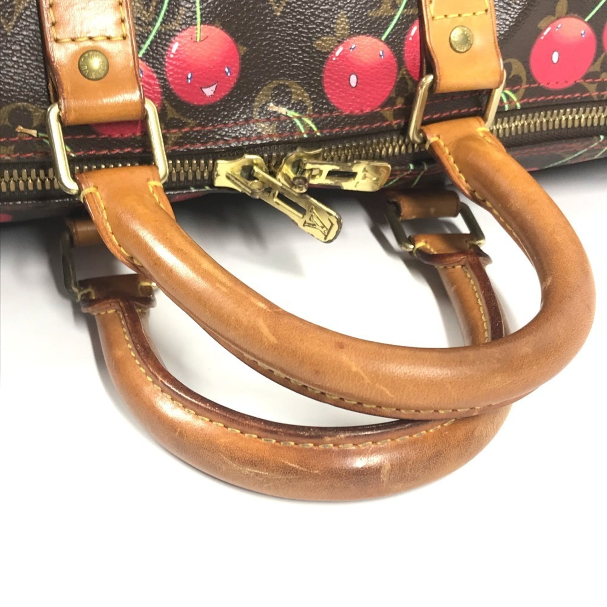 Louis Vuitton Brown Monogram Cherry Red Color Monogram Boston Bag