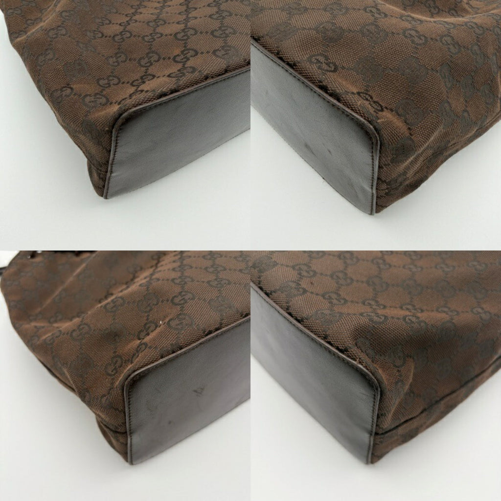 Gucci Gg Canvas Brown Gg Canvas Leather Shoulder Bag (Pre-Owned)