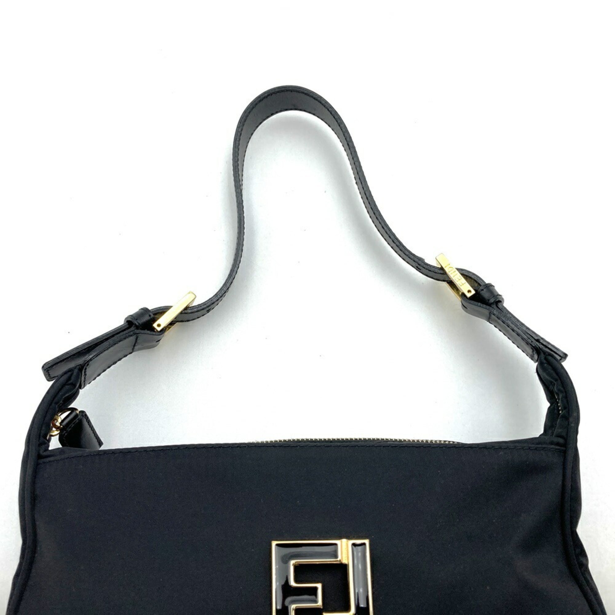 Fendi Black Nylon Leather Shoulder Bag