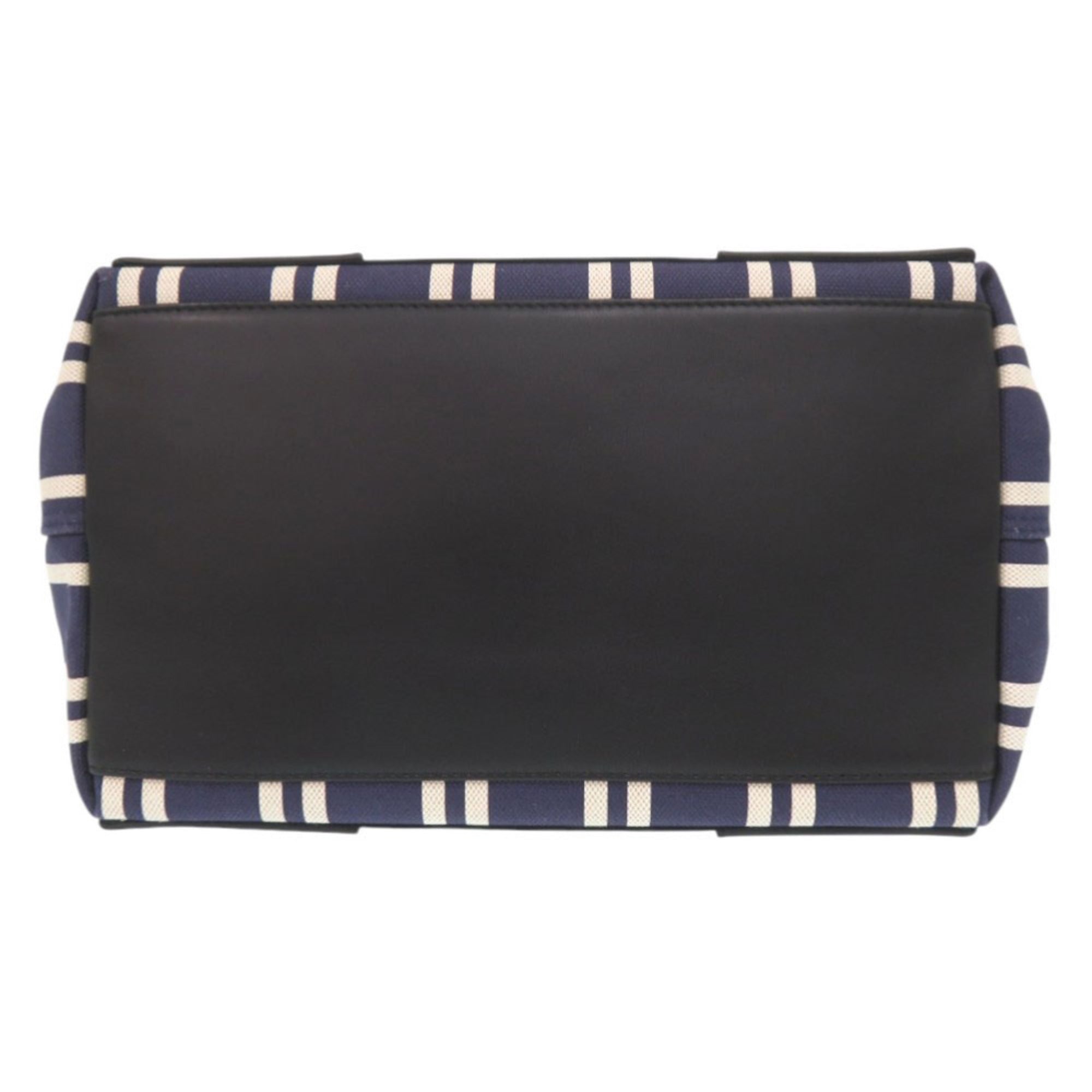 Balenciaga Black Navy White Canvas Leather Handbag Tote