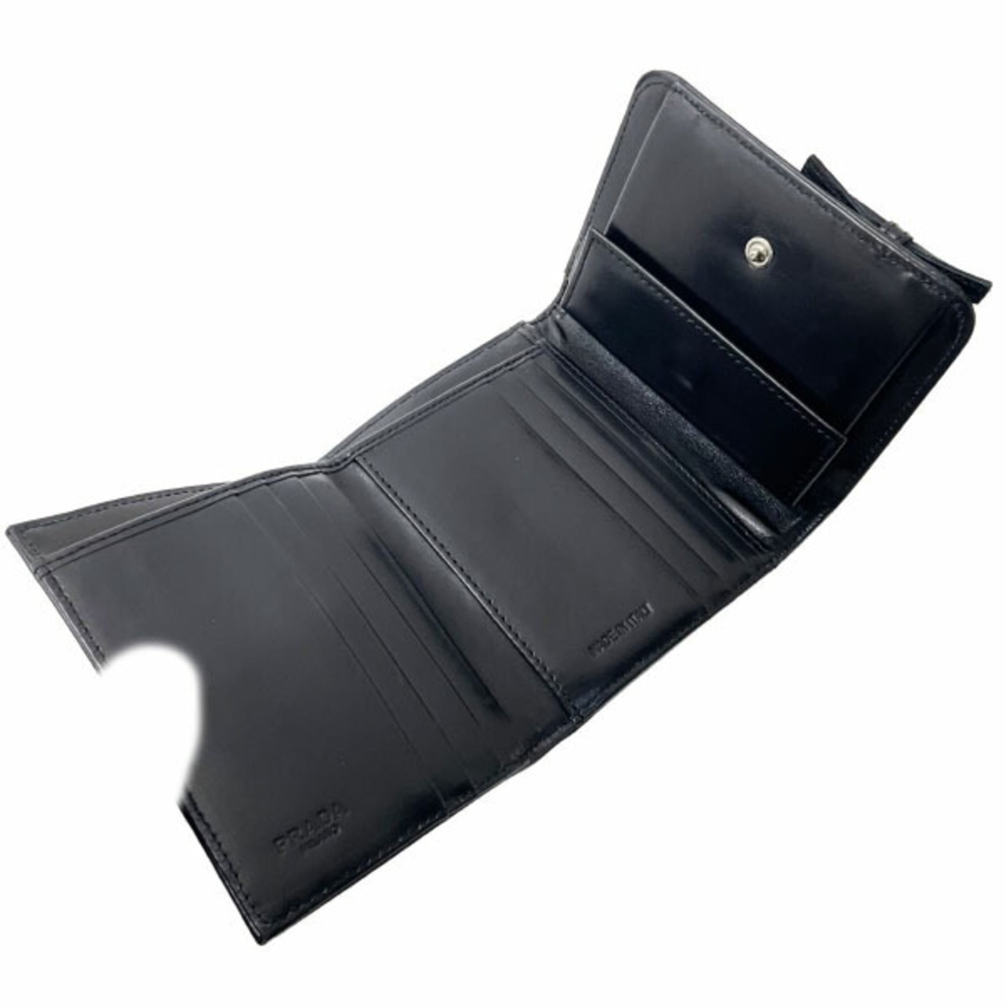 Prada Black Nylon Leather Wallet (Tri-Fold)
