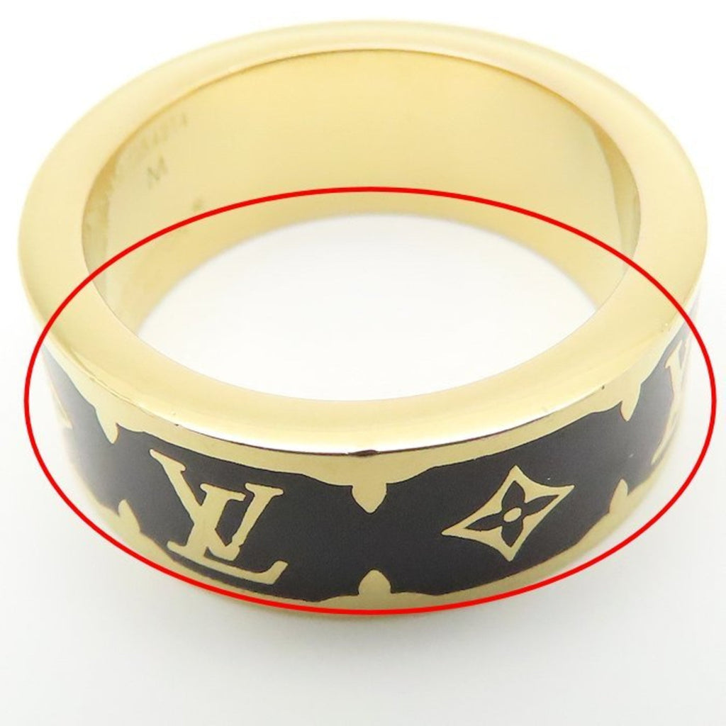 Louis Vuitton Gold Black Gold Plating Band Ring