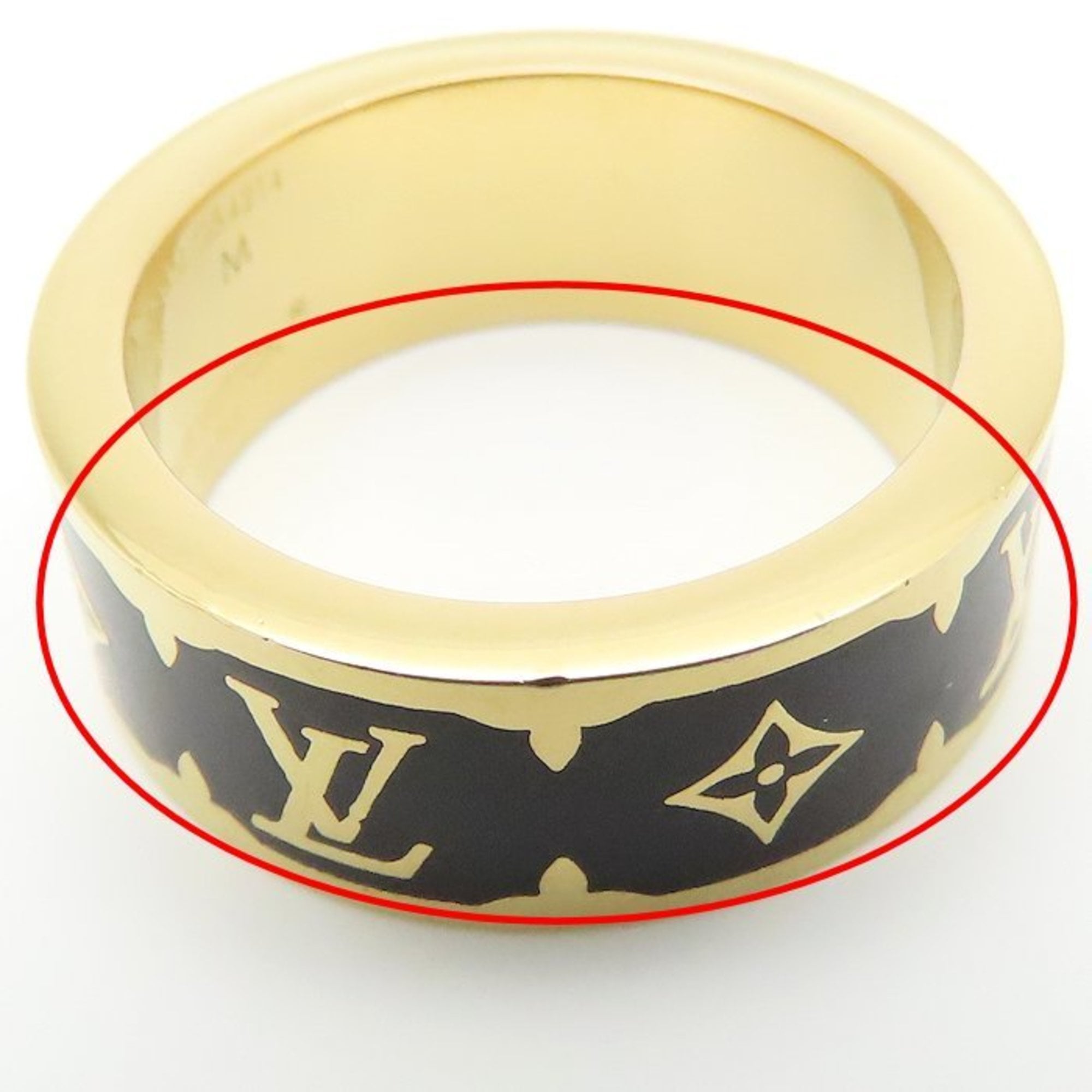 Louis Vuitton Gold Black Gold Plating Band Ring