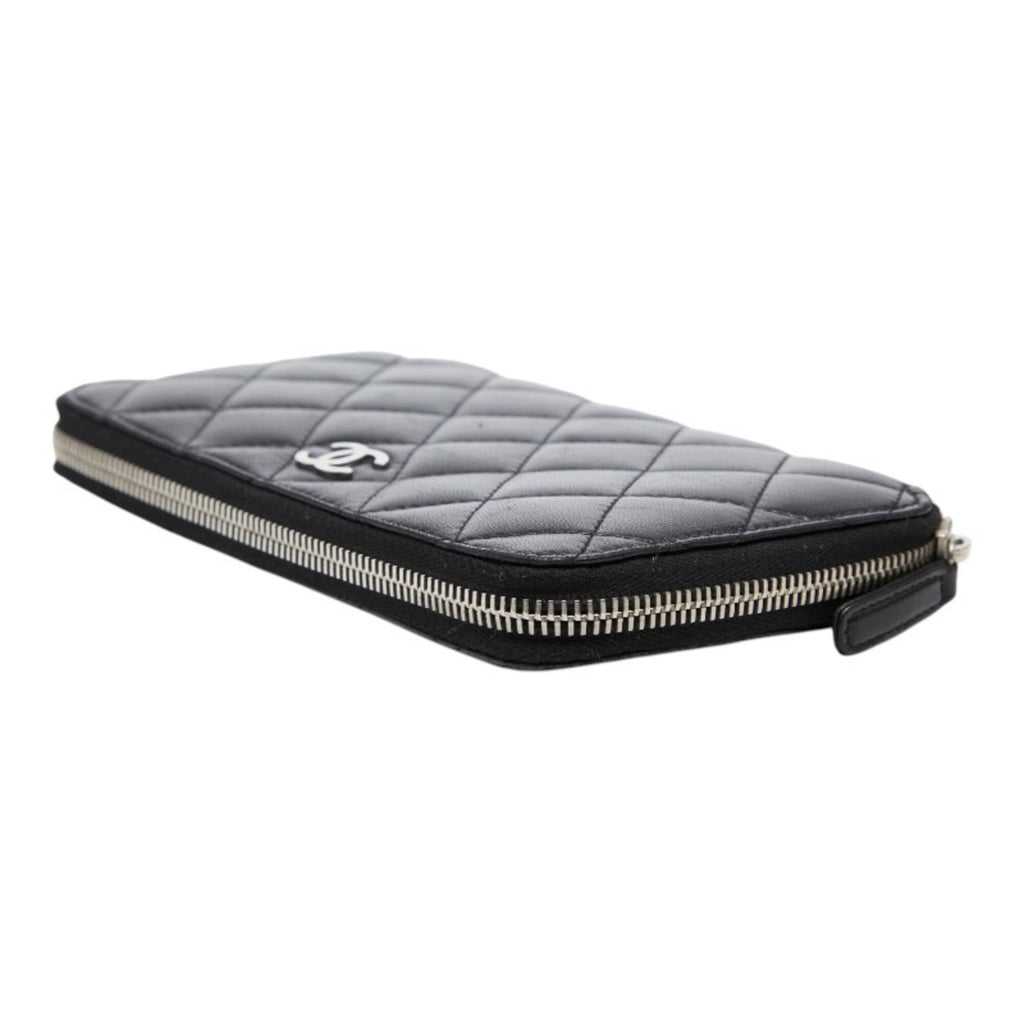 Chanel Matelasse Black Leather Long Wallet (Bi-Fold)