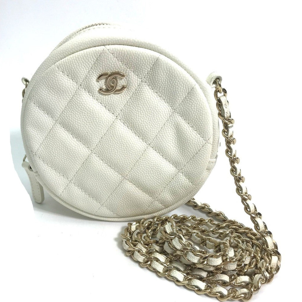 Chanel White Leather Shoulder Bag