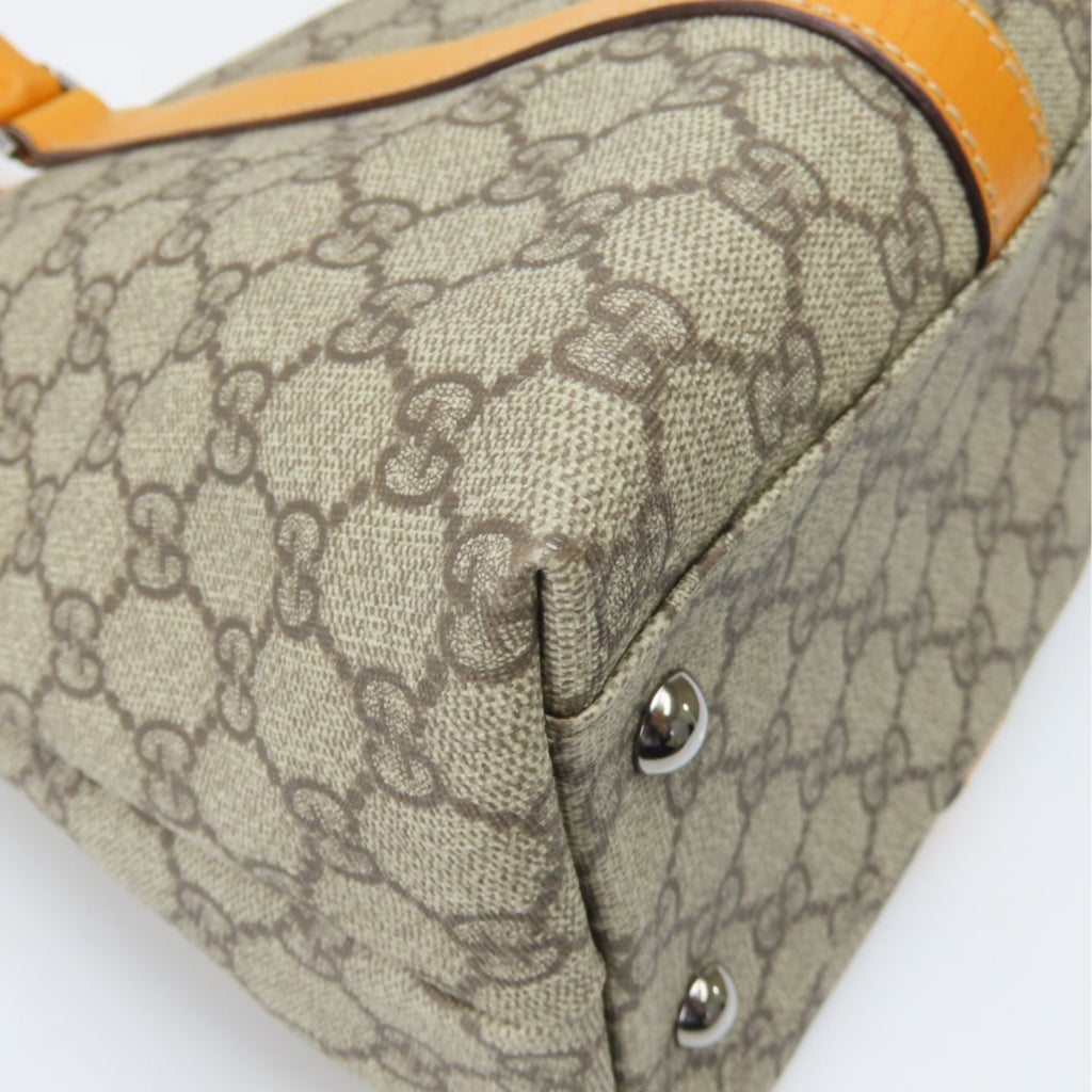 Gucci Beige Orange Gg Supreme Canvas Leather Tote Bag (Pre-Owned)